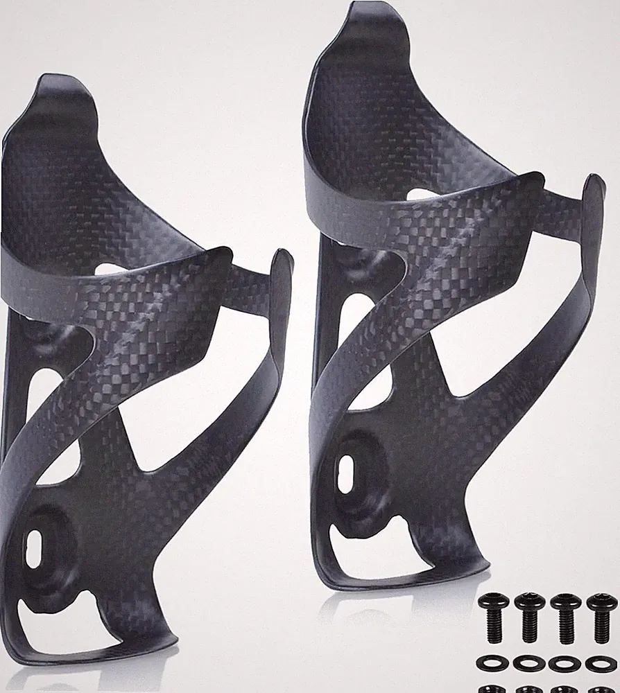 2 Pack Ultra-Light Full Carbon Fiber Bicycle Bike Drink Water Bottle Cage Holder
