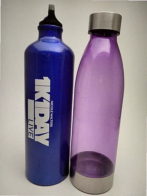 Aluminum Portable Outdoor Bike Sports Blue Water Bottle & Purple plastic bottle