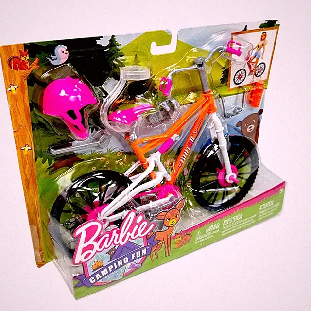 Barbie Mountain Bike Camping Fun Water Bottle Bicycle With Helmet Kids Toy 3+