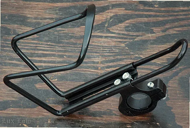 Bike Handlebar Water Bottle BLK CAGE CLAMP HOLDER 7/8 1" Vintage Cruiser Bicycle