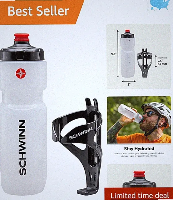 BPA-Free 26 Oz Sport Water Bottle with Mounting Cage for Biking Adventures