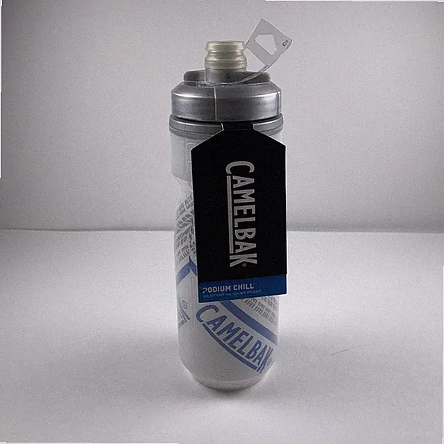 CamelBak Podium Chill 21 oz Insulated Water Bottle White & Blue for Bike Rides