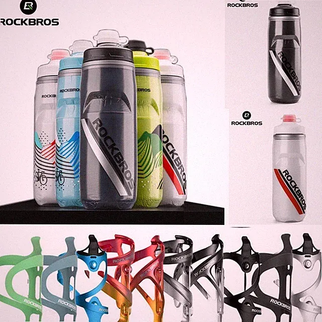 ROCKBROS Bike Water Bottle 620ml &Holder Cage Insulation Sport Squeeze Leakproof